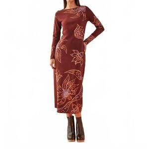 NEW OMIKA delaney midi dress in eliza espresso